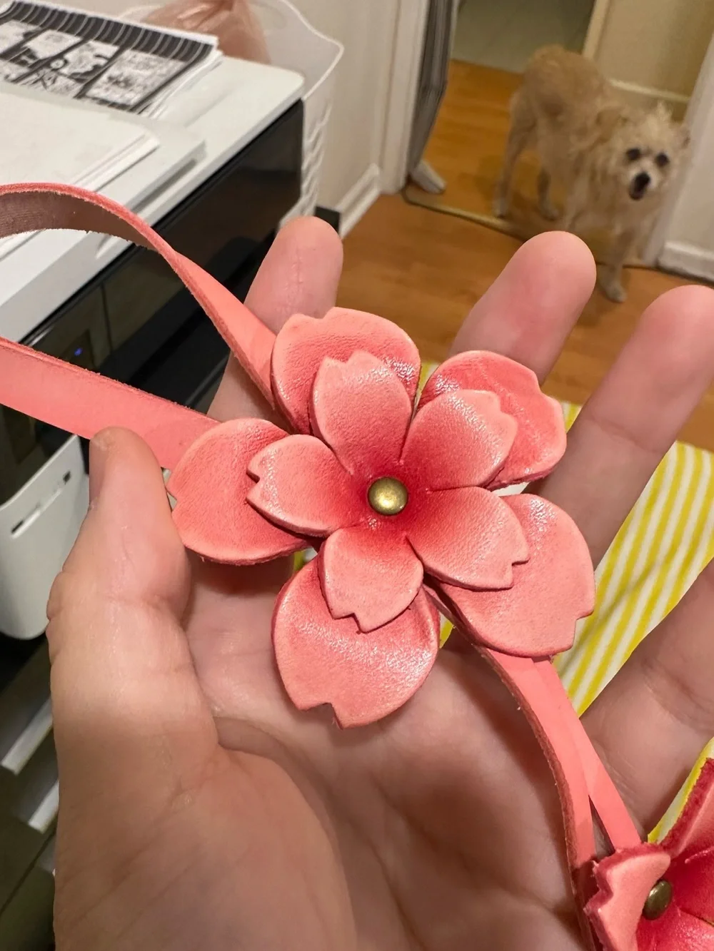 Handcrafted Pink Floral Hanging Bag Charm